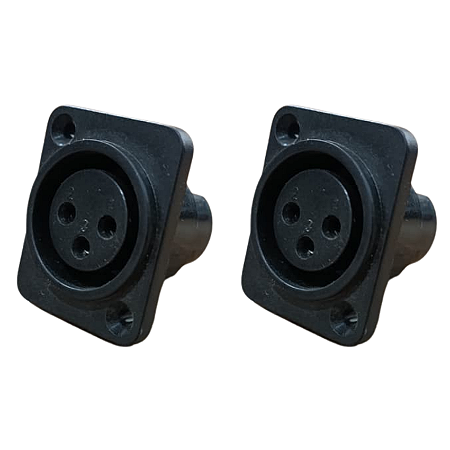 Kit 2 Plug XLR Femea Painel Plástico King Musical