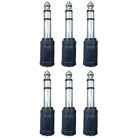 Kit 6 Adaptador J2/P10 Estéreo Profissional King Musical