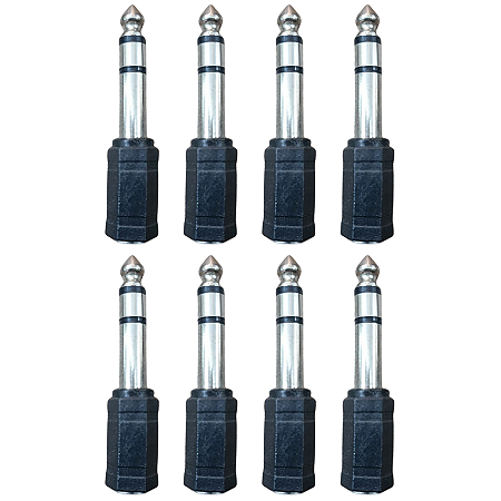 Kit 8 Adaptador J2/P10 Estéreo Profissional King Musical