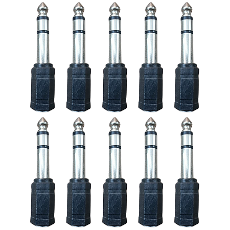 Kit 10 Adaptador J2/P10 Estéreo Profissional King Musical