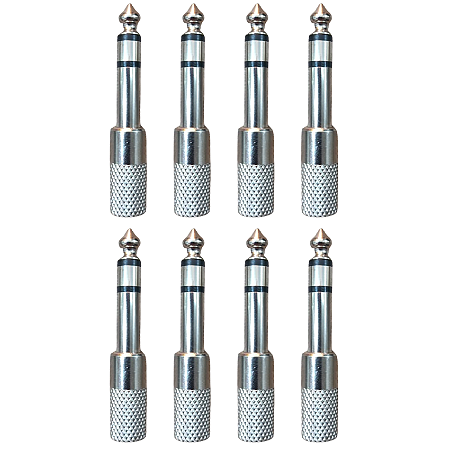 Kit 8 Adaptadores P2/P10 Stereo Metal KING MUSICAL