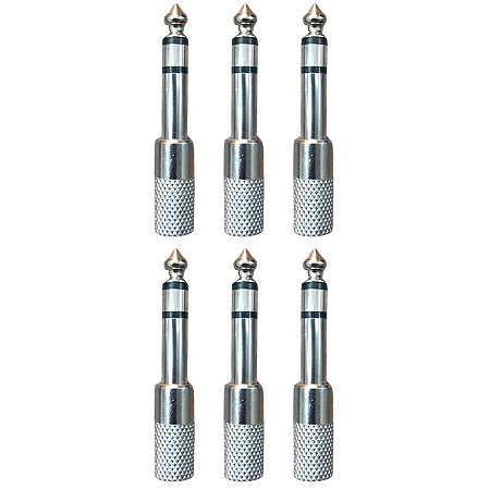 Kit 6 Adaptadores P2/P10 Stereo Metal KING MUSICAL