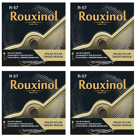 Kit 4 Encordoamentos Corda Para Violão Nylon Rouxinol R-57