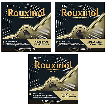 Kit 3 Encordoamentos Corda Para Violão Nylon Rouxinol R-57