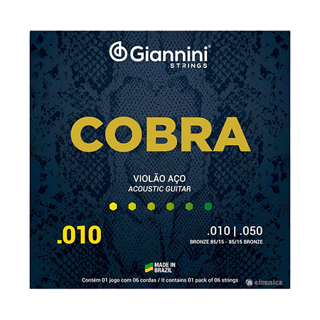Encordoamento Giannini Cobra Violão Aço 010 GEEFLE