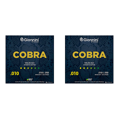 Kit 2 Encordoamentos Giannini Cobra Violão Aço 010 GEEFLE