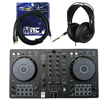 Kit Controladora Dj DDJFLX4 Samson SR850 Cabo P2 2RCA SG09N