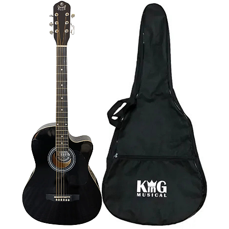 Kit Violão de Aço Acústico Preto Myth MT39SC Black Com Capa