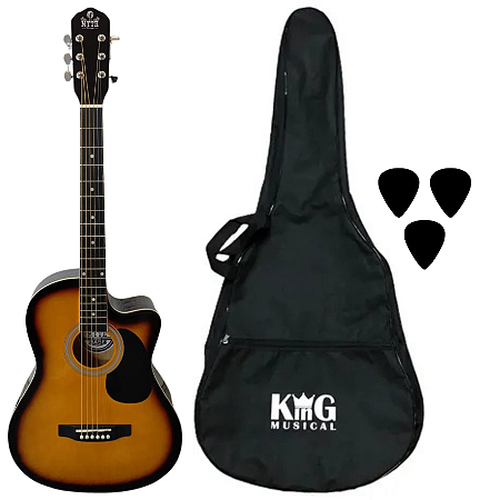 Kit Violão Aço Acústico Sunburst Myth MT39SCSB Capa Palhetas