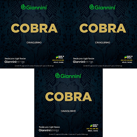 Kit 3 Encordoamentos Cavaquinho Giannini Cobra Tensão Leve