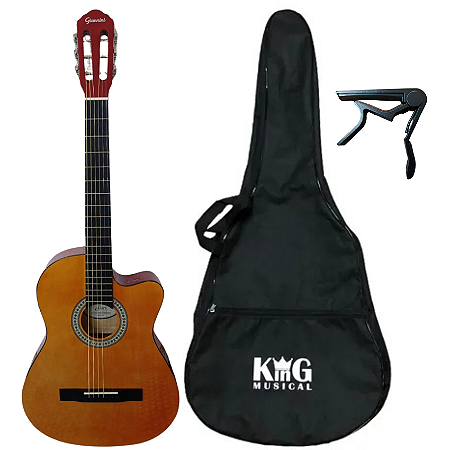 Kit Violão Aço Eletroacústic GianniniSF14CEQ Capa Capotraste