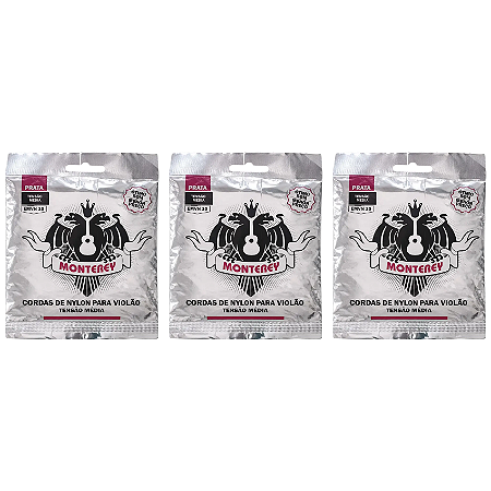 Kit 3 Encordoamentos Para Violão Nylon Monterey Solez EMVN10