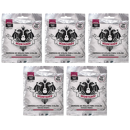 Kit 5 Encordoamentos Para Violão Nylon Monterey Solez EMVN10