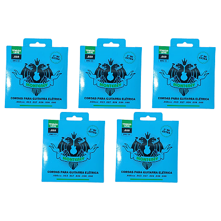 Kit 5 Encordoamentos Monterey Solez Guitarra 010 Mi Extra