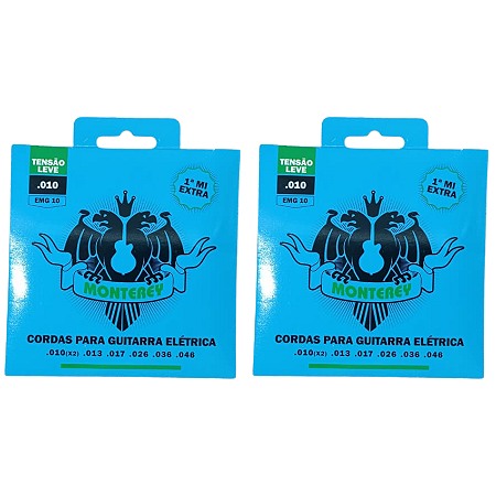 Kit 2 Encordoamentos Monterey Solez Guitarra 010 Mi Extra