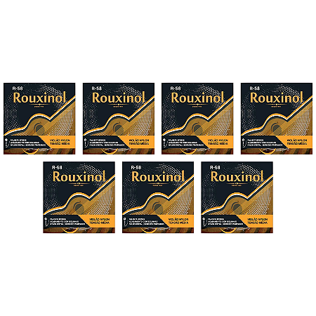 Kit 7 Encordoamentos Violão Nylon Rouxinol R58 Tensão Média