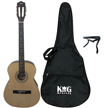 Kit Violão Nylon Acústico MXT 39CNT Natural Capa Capotraste