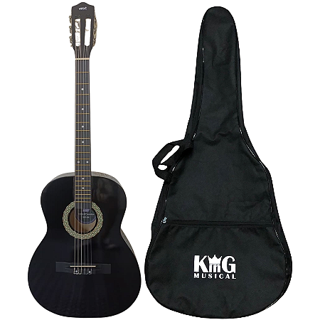 Kit Violão Nylon Acústico MXT 39C BK Preto Com Capa