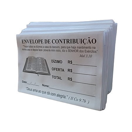 Envelope de Oferta para Dízimo Branco com 100 Unidades