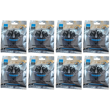 Kit 8 Encordoamentos Monterey Violão Aço Prata Leve EMVA10