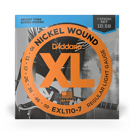 Encordoamento Guitarra 7 cordas 010 D'addario Xl Exl110-7