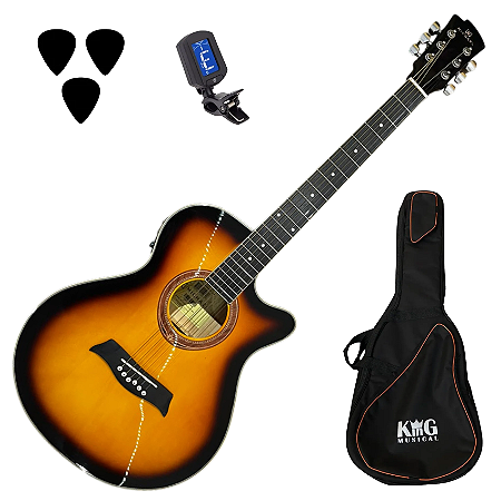 Violão Aço Elétrico Michael Mini Jumbo Bag+Palheta+Afinador
