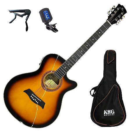Violão Aço Elétrico Michael Mini Jumbo Bag+Capo+Afinador