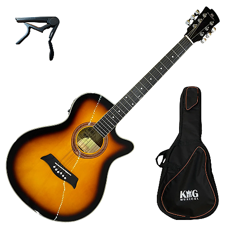 Violão Aço Elétrico Michael Mini Jumbo VMA320 Bag+Capotraste