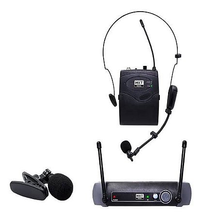 Microfone UHF Sem Fio MXT Headset Lapela UHF-10BP