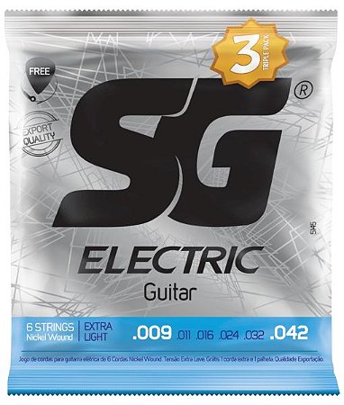 Encordoamento Corda SG 009 Niquel Para Guitarra Pacote Com 3