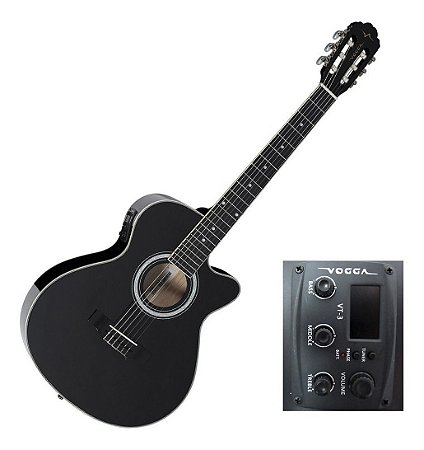 Violão Vogga Nylon Preto Verniz Elétrico Venetian VCE340 BK