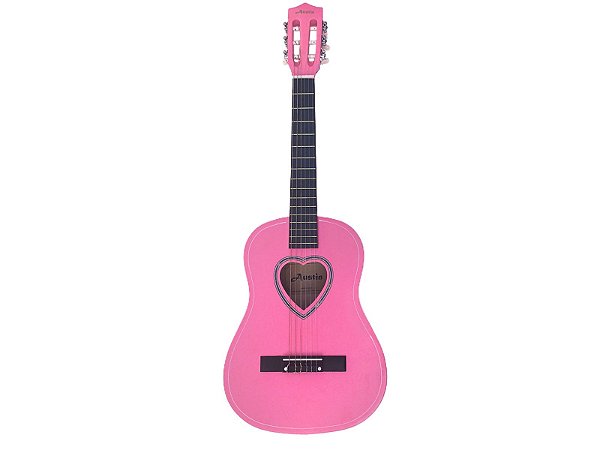 Violão Nylon Austin 941SPK Rosa Juvenil Pink Coração