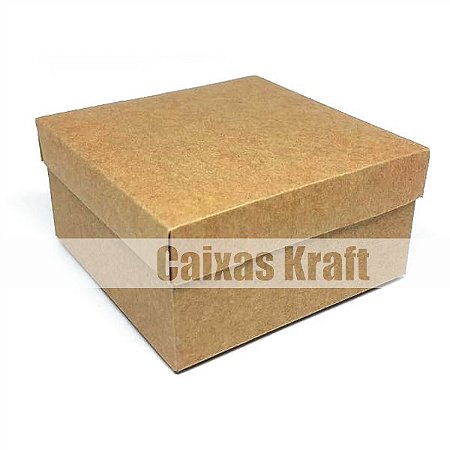 Caixinha com tampa 10x10x5 cm em kraft natural - 24 unidades