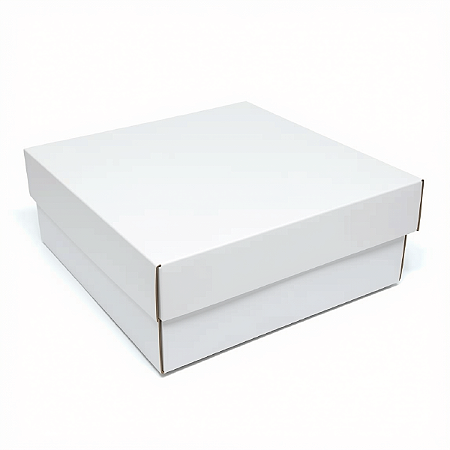 Caixinha 10x10x4 cm em triplex branco 225g com tampa - 04 unidades
