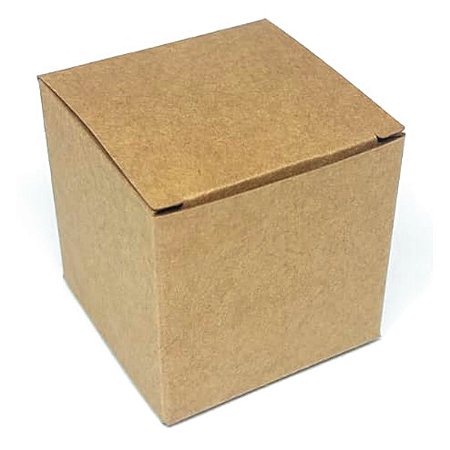 Caixinha padrão 5x5x5 cm em kraft natural 300g - 25 unidades
