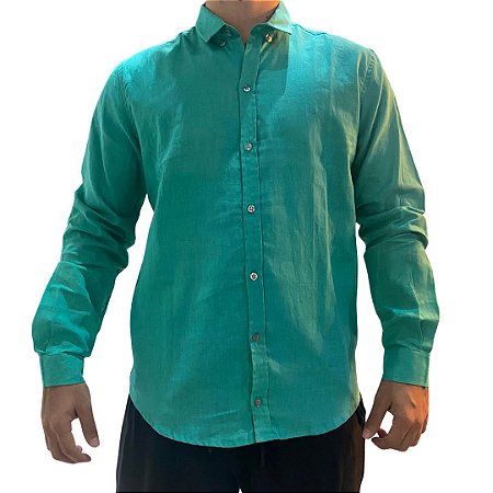 Camisa CATFISH Linho ML Verde Água