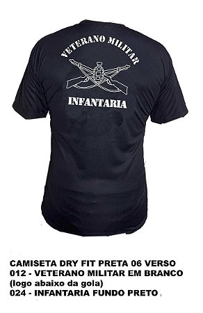 Camiseta Dry Fit Preta INFANTARIA - Tamanhos M, G e GG