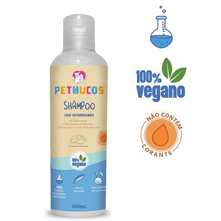 1. Shampoo Natural Vegano Sem Sulfato para cães e gatos 300ml - Pethucos