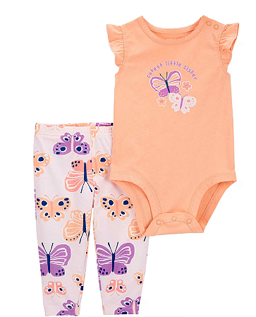 Conjunto Carter's 2 Peças Laranja Borboleta