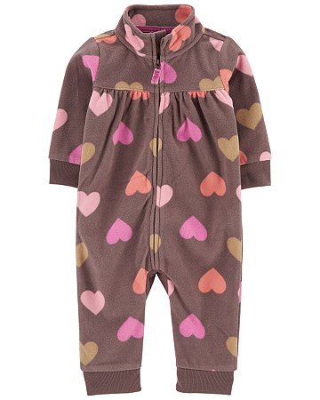 Macacão Carter's Fleece Marrom Coração