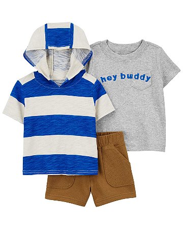 Conjunto Carter's 3 Peças Capuz Hey Buddy
