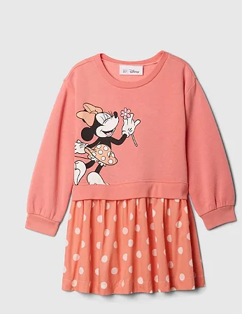 Blusa Vestido Gap Infantil Minnie Rosa