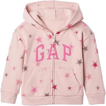 Moletom GAP Rosa com Capuz e Zíper Estrelas