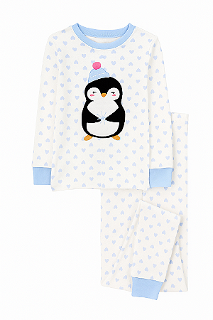 Pijama Carter's 2 Peças Pinguim Corações Branco