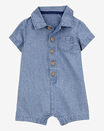 Romper Carter's  Jeans Botões Polo