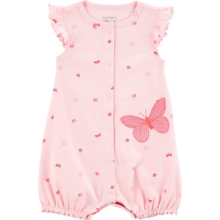 Romper Carter's  Malha Borboleta Rosa