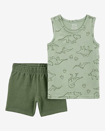 Conjunto Carter's 2 peças Regata Verde Dino