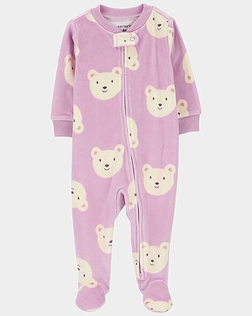 Macacão Carter's Fleece Roxo Ursinhos - Ziper Bidirecional