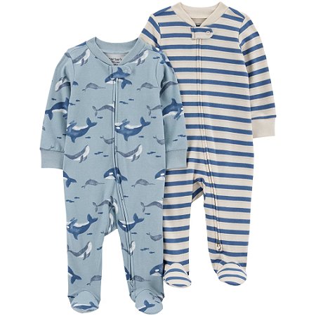 Kit Macacão Carter's 2 peças Azul Golfinhos