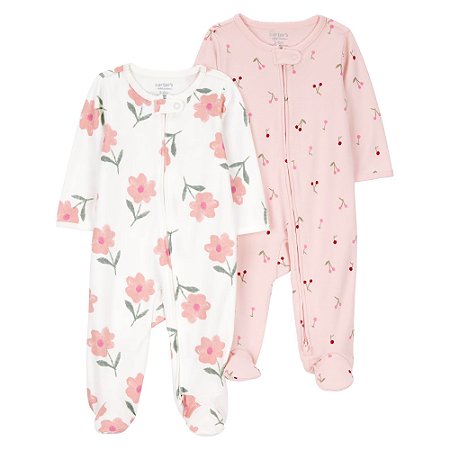 Kit Macacão Carter's 2 peças Branco Floral